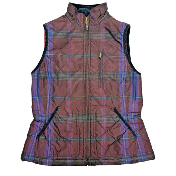 Ralph Lauren Jackets & Blazers - Ralph Lauren Puffer Vest Plaid Equestrian Womens Size XS Quilted Purple Corduroy
